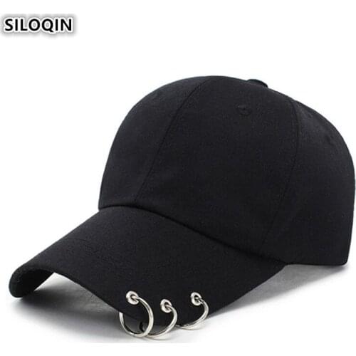 SILOQIN Womens Ponytail Cotton Baseball Caps Simple Fashion Mens Hip Hop Hat Adjustable Size Iron Ring Decoration Tongue Cap
