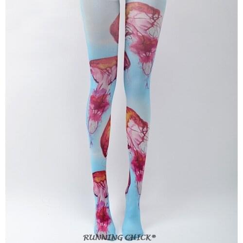 RUNNING CHICK Women Show Socks Harajuku Jellyfish Printed Pantyhose Spring And Autumn
