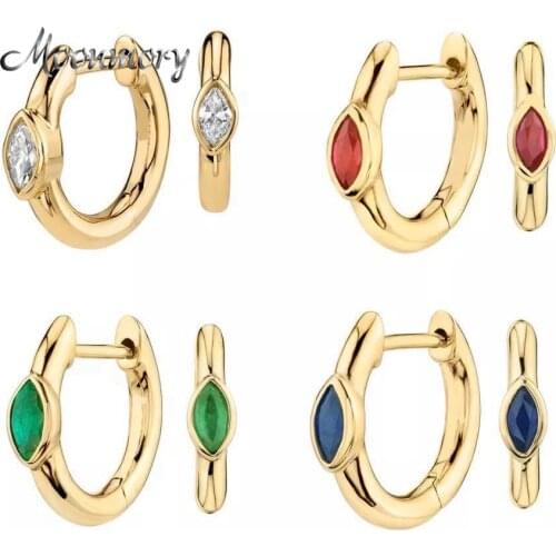 Moonmory 925 Sterling Silver Eye Huggies Hoop Earring For Women Gold Color Silver Horse Eye Hoop Earring With Crystal 4 Colors