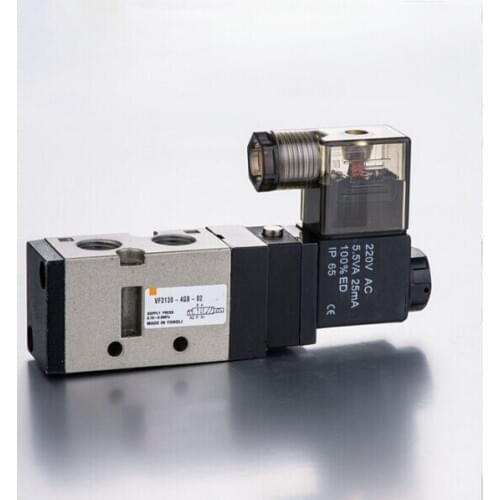1/4 " VF 3 position 5 way pilot-operated type single coil lead wire 300mm loking type B pneumatic solenoid valve coil 220v