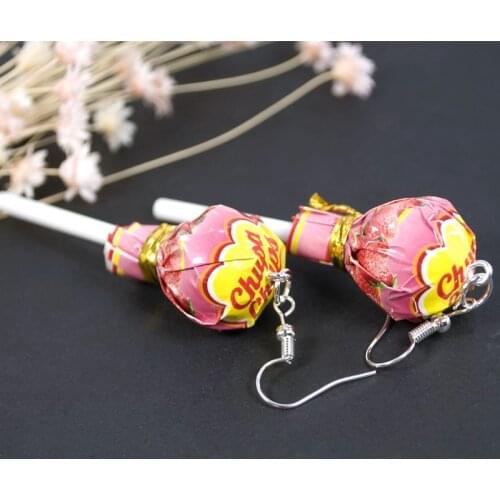 1 Pair Women Lollipop Drop Earrings Resin Food Crafts Children Candy Jewelry Handmade Cute Gift