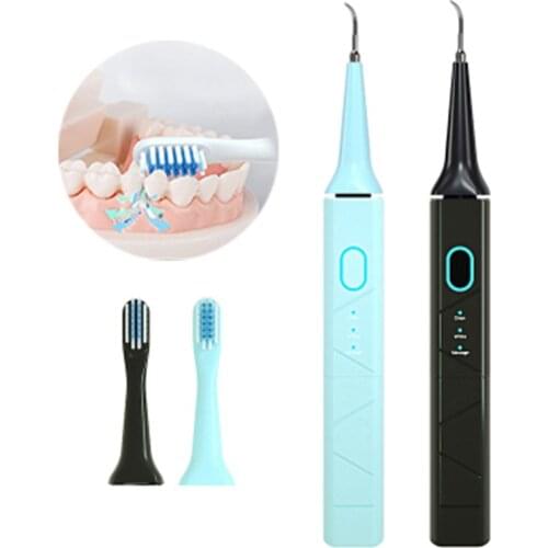 2 in 1 Portable Electric Dental Scaler Tooth Calculus Remover Oral Hygiene Smoke Stains Tartar Cleaner with toothbrush
