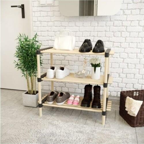 3 shelf Kızılçam Wood Manufactured Multi-Purpose Rack Shoe Upper