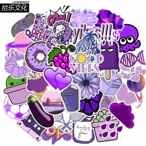 50pcs Purple Fresh Kawaii Stickers Cute Label Skateboard Travel Case Girl DIY Photo Albums Decals Scrapbooking Diary Sticker