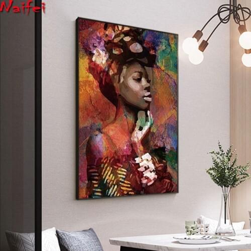 African lady diamond embroidery full kit 5 d Diamond Mosaic full square round drill diamond painting people girl room wall decor