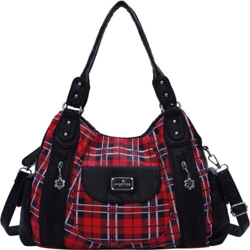 Angelkiss Fashion Women Hand Bag Designers Luxury Handbags Women Plaid Shoulder Bags Female Top-handle Bags Large Purse Hobos