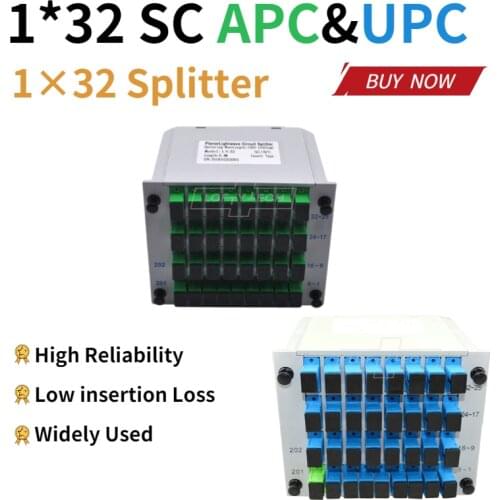 Free Shipping 1x32 Splitter Box Cassette Card Inserting SC/APC PLC splitter Module 1:32 32 Ports Fiber Optical PLC Splitter