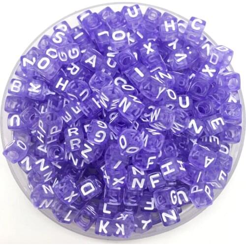 100pcs 6mm Letter Beads Purple Mix Square Shape 26 Alphabet Charms DIY Beads For Bracelet Necklace Jewelry Making
