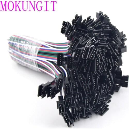 Fast shipping 500pairs 5pin JST SM Male Female plug LED Connecter Cable with 15cm Long Wire for 5050 SMD RGBW RGBWW LED Strip