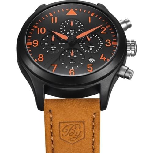 2018 Men Watch Benyar Top Brand Luxury Male Leather Waterproof Sport Quartz Chronograph Military Wrist Watches Men Clock relogio