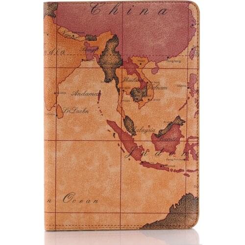 50pcs/lot Map pattern card+photo frame housing cover case for apple ipad mini 1 2 3 4 wallet leather cover case shell