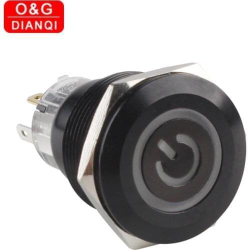 22mm Black Metal Push Button Swich Waterproof Black Push Button Switch Self locking/Momentary Button Switch with Free Socket