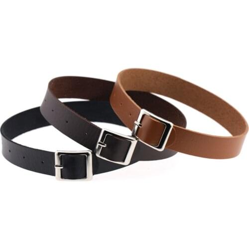 Fake Leather Choker Buckle Simple Adjustable Punk Choker Collar Clavicle Choker Necklace for Women Girls Accessories