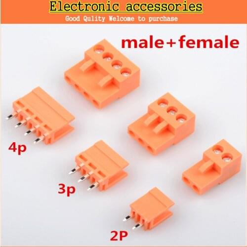 Ht396 2/3/4pin Right angle Terminal plug type 3.96mm pitch connector pcb screw terminal block male+female