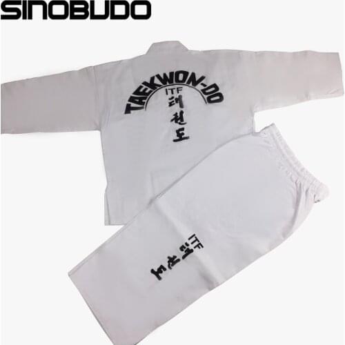 ITF Taekwondo Uniform White Professional Taekwondo Dobok Exquisite Embroidery Taekwondo Suit For Children Adult Karate Clothing