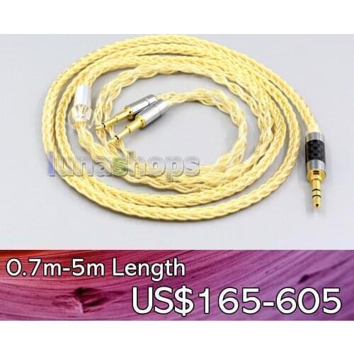 LN006485 2.5 4.4mm 8 Core 99.99% Pure Silver + Gold Plated Earphone Cable For Oppo PM-1 PM-2 Planar Magnetic Sonus Faber Pryma