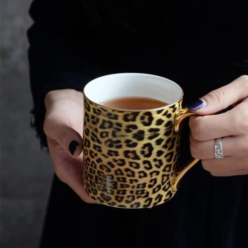 Ceramic Leopard Print Mug Large Capacity Coffee Cup Water Milk Drinking Tazas Tea Party Home Drinkware Gifts