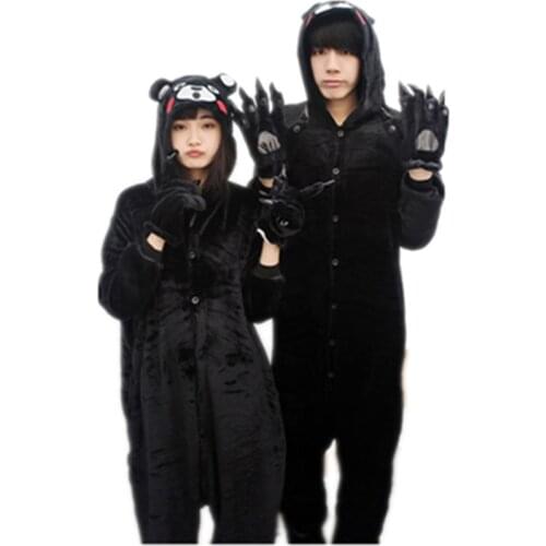 Cartoon Anime Japanese Black Animals Bear Onesie Halloween Cosplay Panda onesies Adult Women Mens Pajamas sleepwear jumpsuit