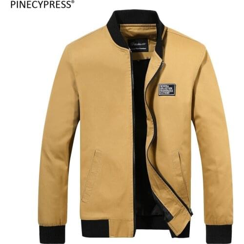 100% Cotton Men Jacket Spring Autumn Winter Zipper Pockets Mens Khaki Male Fashion Solid Color Military Bomber Man Jackets
