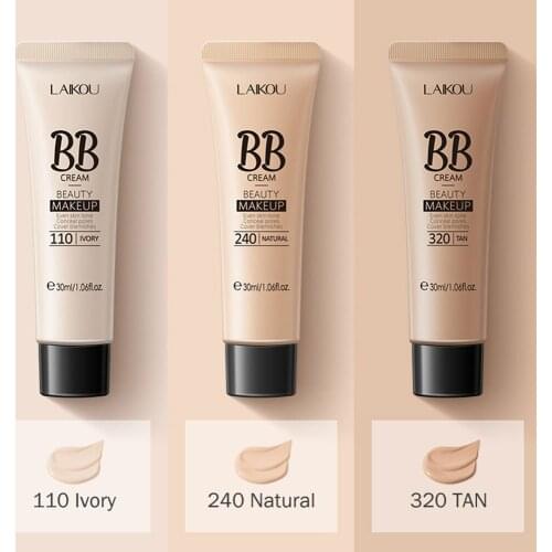 LAIKOU BB Cream Long Lasting Waterproof Even Skin Tone Conceal Pores Cover Blemishes Face Makeup 30ml