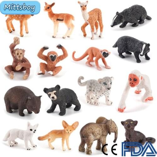 Hot Simulation Wild Animal Simulation Figure Deer Monkey Fox lion Educational Toy for Children Toy Figure Collection Toy Gift