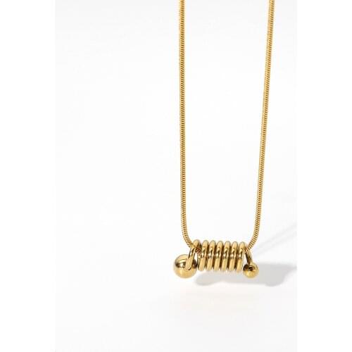 Minimalist Classic 14K Gold Plated Stainless Steel Chain Necklace Jewelry Spring Pendant Necklace For Women