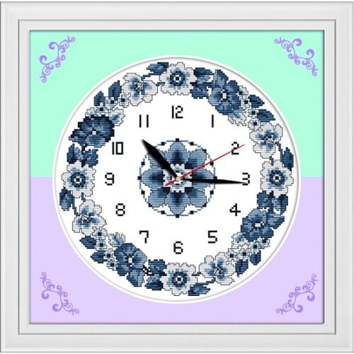 Orchid cross stitch kit 14ct 11ct count print canvas wall clock stitching embroidery DIY handmade needlework
