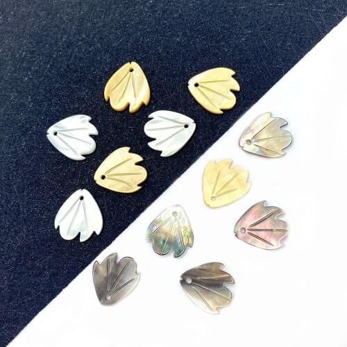 Natural Sea Shell Pendant Jewelry Leaf Shape White Shell Carved Beaded Jewelry Making Accessories Bracelet Charm Wholesale