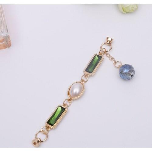 New creative gem diamond bracelet diy mobile phone shell jewelry screw buckle punch bracelet pearl pendant