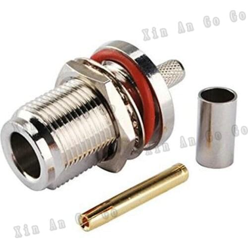 N female crimp Waterproof circle RF Coxial connector N female Jack straight Crimp for RG58 RG142 LMR195 cable fast ship