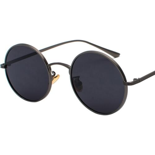 Women Retro Classic Punk Sunglasses Fashion personality Men Women Luxury Vintage metal frame Black Mirrors Round Sun Glasses