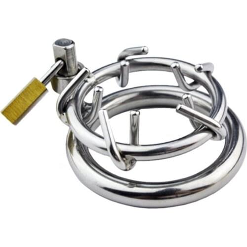 Stainless Steel Chastity Belt Male Chastity Device Lock Metal Spikes Penis Lock Chastity Cage Ring Sex Toys For Men