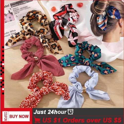 New Scrunchies Headwear Hair Rubber Rope For Woman Girls 36 Bow Rabbit Elastic Hair Bands Ponytail Holder Hair Accessories