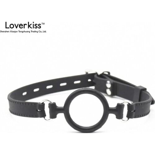 Loverkiss Adult Sex Slave Games Bondage Restraints Black Silicone Open Mouth Gag,Fetish Ring Gag Sex Toys for Couples 222400079