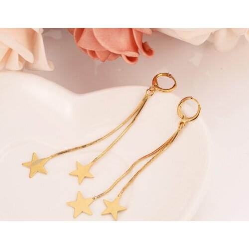 Gold Heart drop star Earrings Women/Girl,Love Trendy fashion Jewelry for African/Arab/Middle Eastern kids children wedding gift