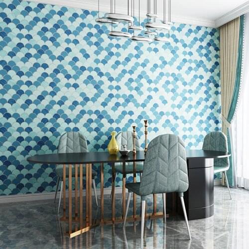 Modern Nordic Style Geometric Fish Scale Wallpaper for Bedroom Living Room Background Wall Mural Non-woven Papel Contact