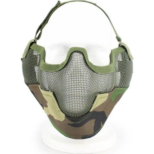 New Tactical Half Face Mask Paintball CS Foldable ow-carbon Steel Mesh Ear Protective Mask Airsoft Wargame Hunting Accessories
