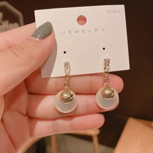 Temperamental Translucent Opal Pendant Earrings Simple Exquisite Premium Texture Earrings Elegant Sexy Jewelry Women