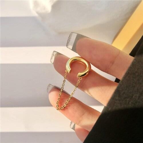 TIMEONLY Minimalist C Shape Metal Clip Earring for Women Girls Hollow Chain Earring for Women Ladies Punk Accessories Hip Hop