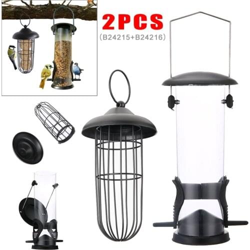 2pcs Hanging Wild Bird Feeder Park Garden Tree Container Supplies Seed Nut Fat Ball Feeding Station Plastic Supplies Products