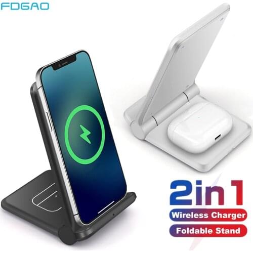 2 In 1 25W Qi Wireless Charger Fold Stand Pad Fast Charging for iPhone 12 11 XS XR X 8 Airpods Pro Samsung S21 S20 Qucik Charge
