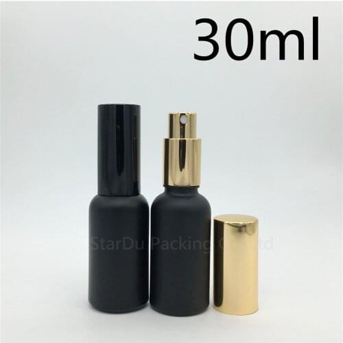 200pcs 30ml Black Frosted Glass Bottle With Aluminum Sprayer Perfume Bottles 30cc Essential Oil Spray Bottle