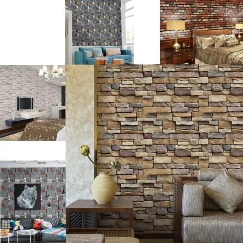 3D Wall Paper Brick Stone Rustic Effect Self-adhesive Wall Sticker Home Decor 45X45cm Bedroom Wallpapers Embossed Panels Poster