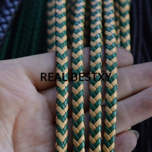 5m/lot approx: 6*4mm yellow green Braided Leather Rope Flat Cord Rope for Bracelet DIY Jewelry Making Findings Accessories Cords