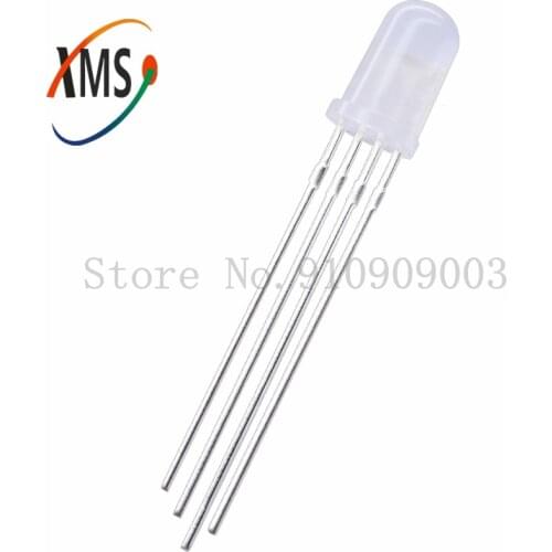 50pcs 5mm full-color LED RGB red, green and blue Four feet transparent highlight color Controllable seven lights Common anode