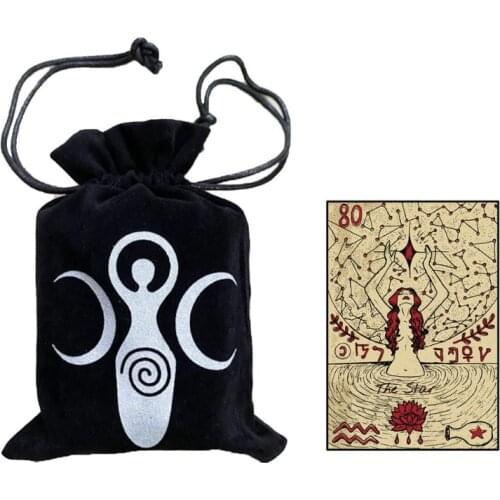 Velvet Moon Phase Goddess Tarots Storage Bag Rune Board Game Card Package 7\"x5\"