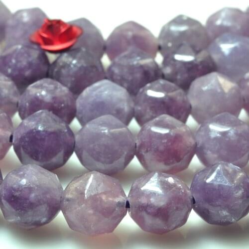 Natural Purple Lepidolite Diamond Faceted Round Loose Beads Wholesale Gemstone Semi Precious Stone Bracelet Necklace Diy Jewelry