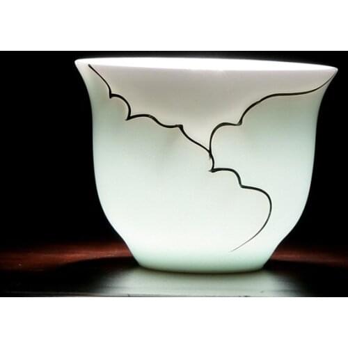 Celadon Hand Painted Office Teacup Ceramic Simple Tea Cup Porcelain Handmade Master Cup Household Kung Fu Water Mug Drinkware