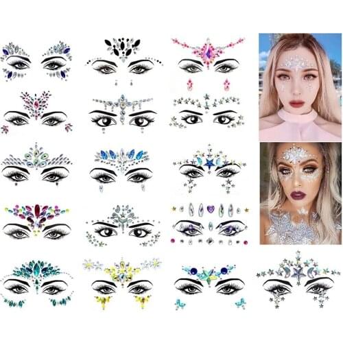 Face Gems Rhinestone Temporary Tattoo Jewels Festival Party Body Glitter Stickers Flash Festival Party Temporary Tattoos Sticker