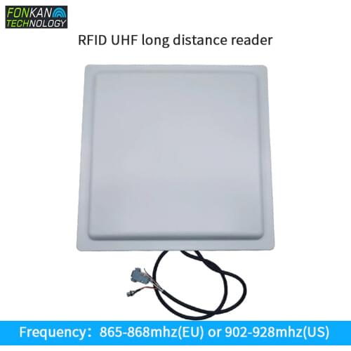 FONKAN 15M long range uhf rfid reader RS232 with built-in 12dbi Cricle antenna free SDK and english demo for car parking